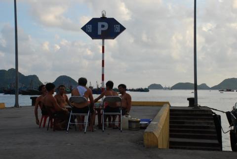Drinking on the pier - vietnam