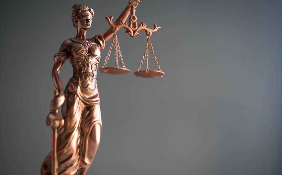 Copper colored scales of justice