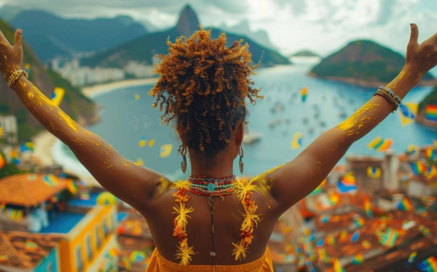 Young woman celebrating Carnival in Brazil