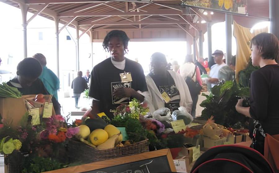 Produce stand at eastern market, Detroit
