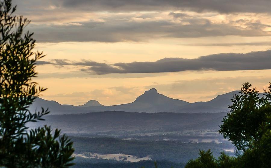 Sunset in the mountains with a colorful sky