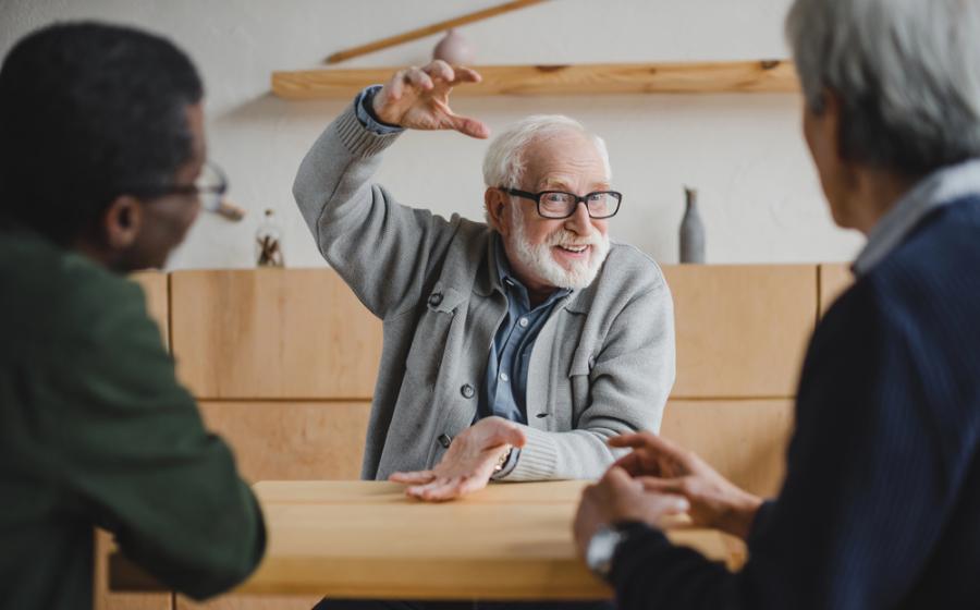Senior friends sharing stories