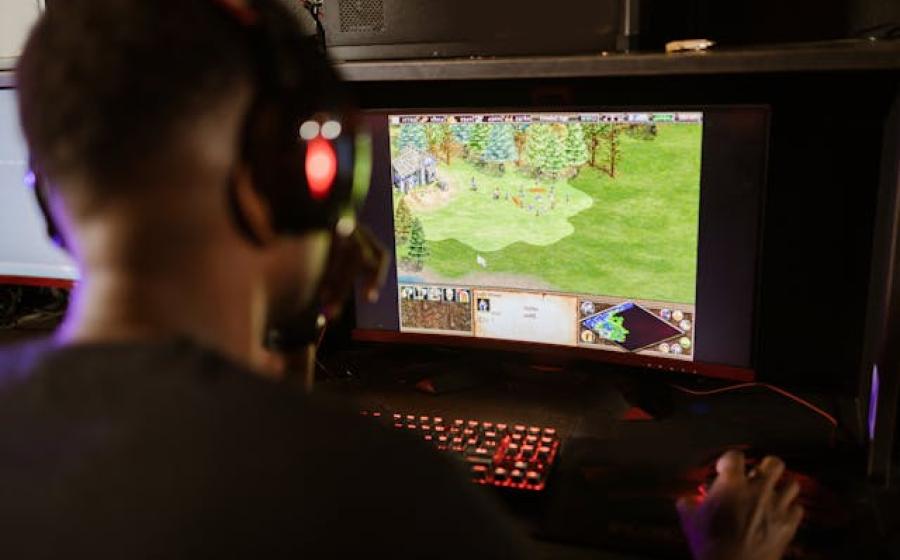  Gamer playing a strategy title 