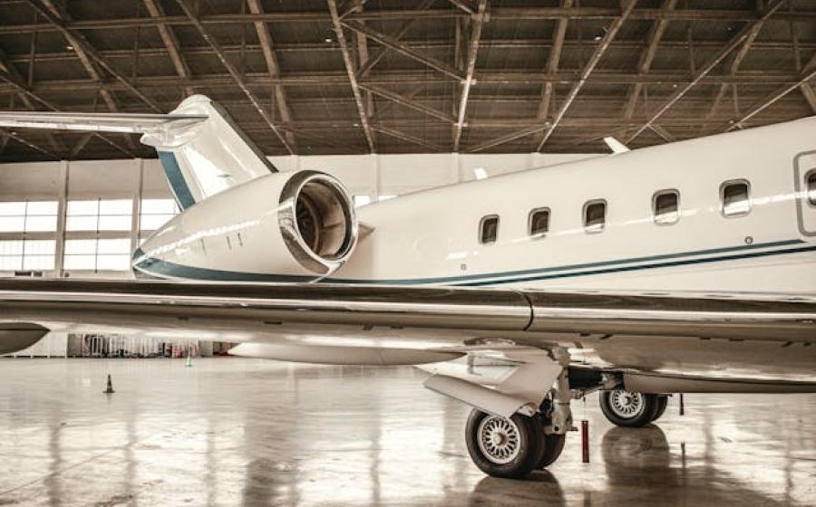 airplane in hangar