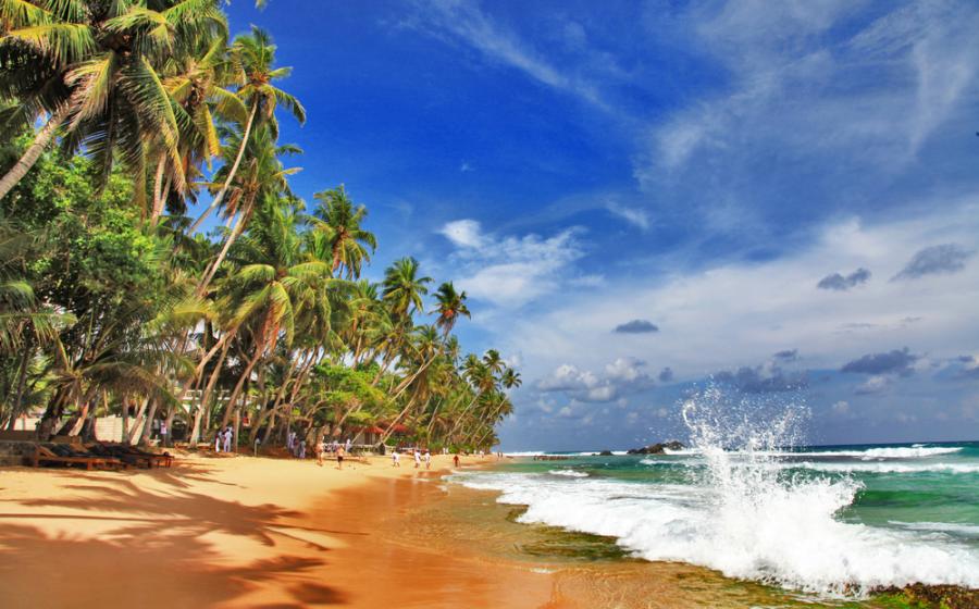 splashing waves at a beach in Sri Lanka