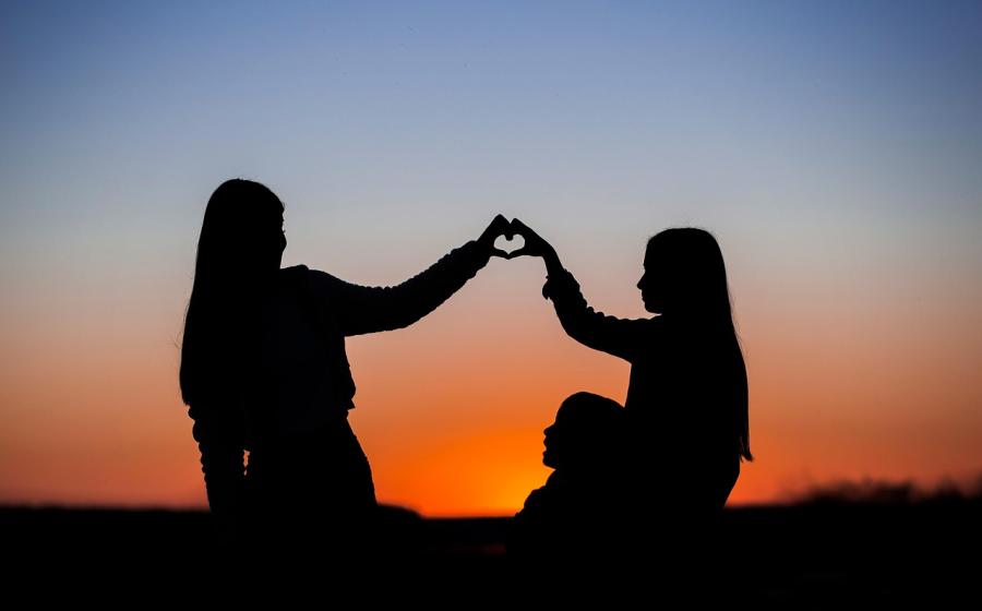Sisters heart at sunset. From Music for Sharing Friendship Across Time and Place
