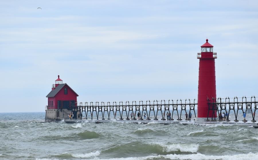 Grand Haven Michigan lighthouse and pier