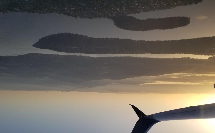 Airplane with sun