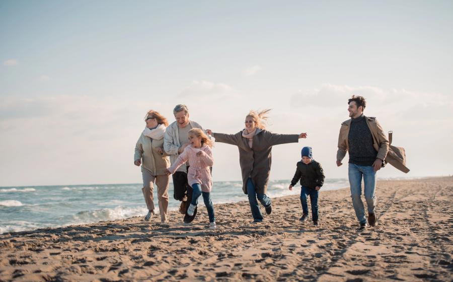 happy family on beach