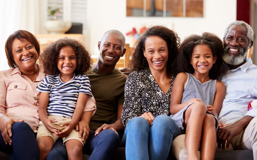 Smiling multigenerational family
