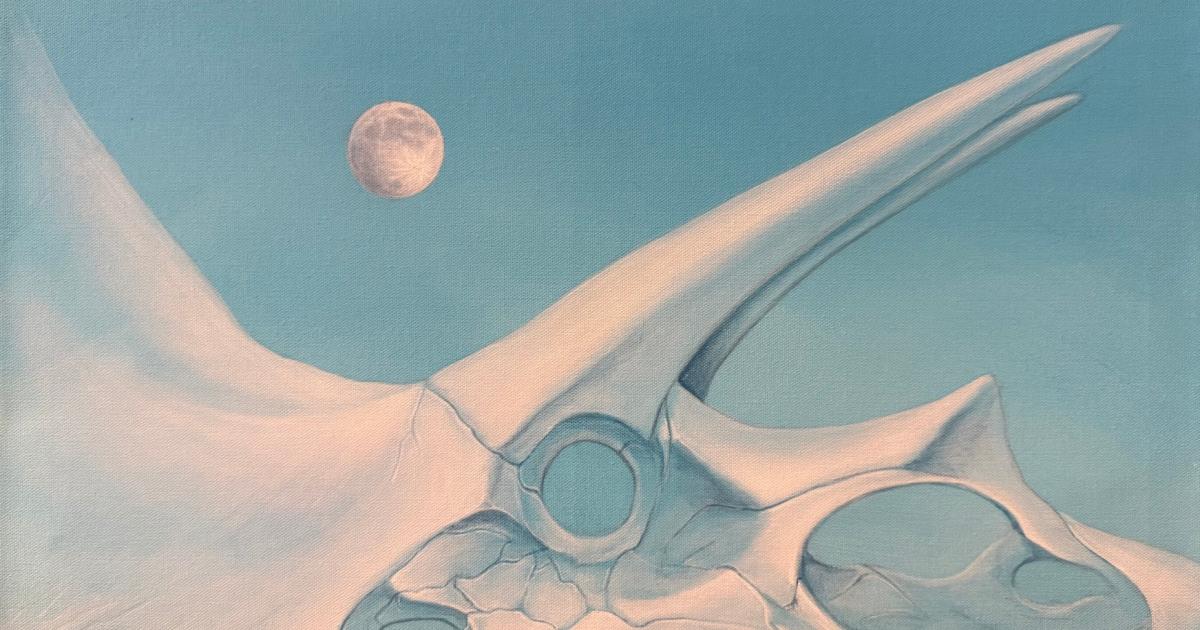 Dinosaur skeleton, same moon